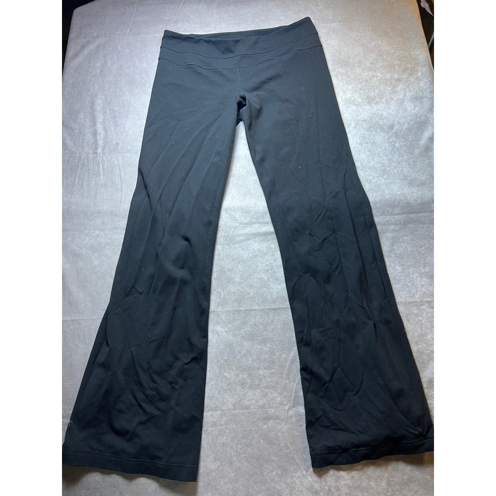 Lululemon Groove Pant Flare Women 6 Black Yoga Wide Leg Mid Rise Luon Activewear